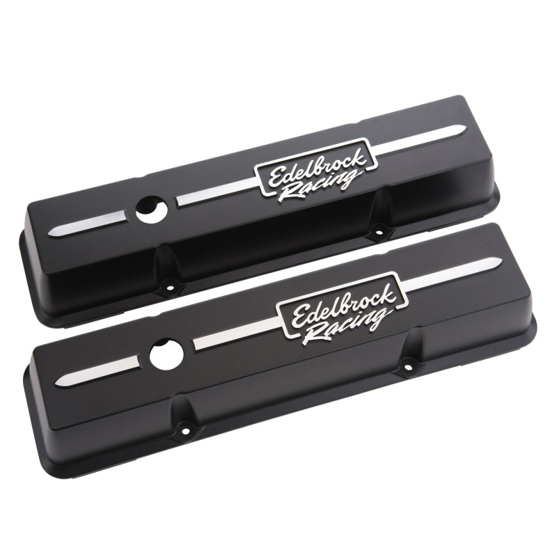 Edelbrock Valve Cover Racing Series Chevrolet 1959-1986 262-400 CI V8 Low Black-thumbmail-7