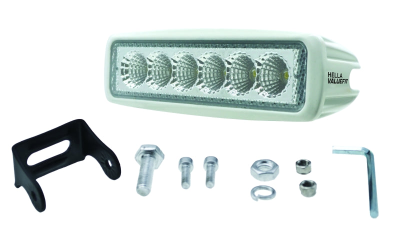 Hella Value Fit Mini Flush Mount 7.7in - 18W White Housing Flood Beam LED Light Bar-thumbmail-5