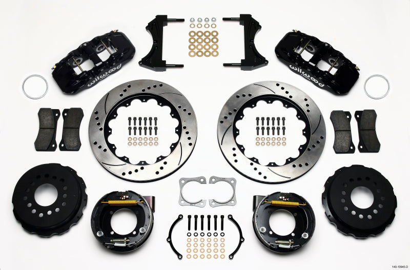 Wilwood AERO4 Rear P-Brake Kit 14.00in Drilled Chevy 12 Bolt-Spec 3.15in Brng-thumbmail-1