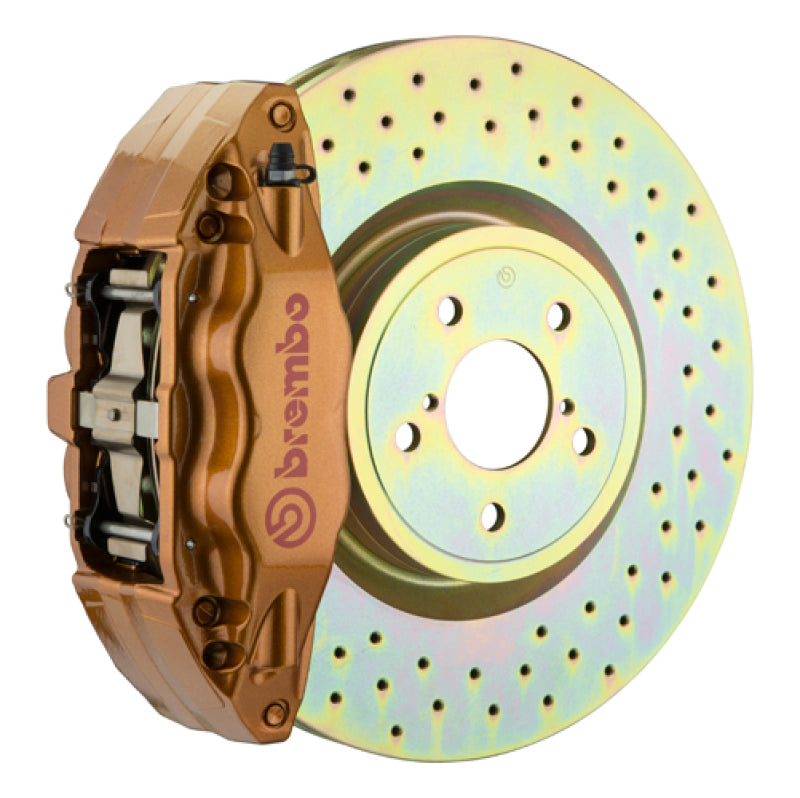Brembo 02-07 Impreza/WRX/08-14 WRX Front GT BBK 4 Piston Cast 2pc 326 x30 1pc Rotor Drilled - Gold-thumbmail-1