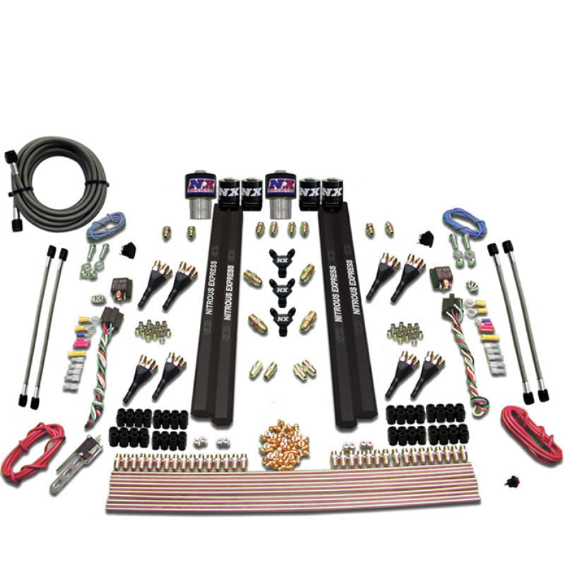 Nitrous Express SX2 Dual Stage/Gas/Rails 8 Nozzles Nitrous Kit (200-1200HP) w/o Bottle-thumbmail-2