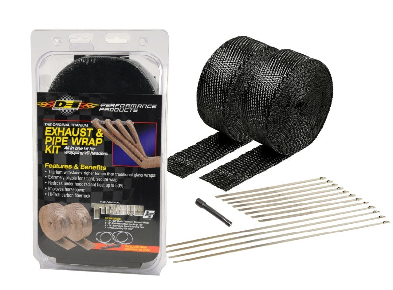 DEI Exhaust Wrap Kit - Black Titanium Wrap Locking Ties & Locking Tie Tool-thumbmail-1