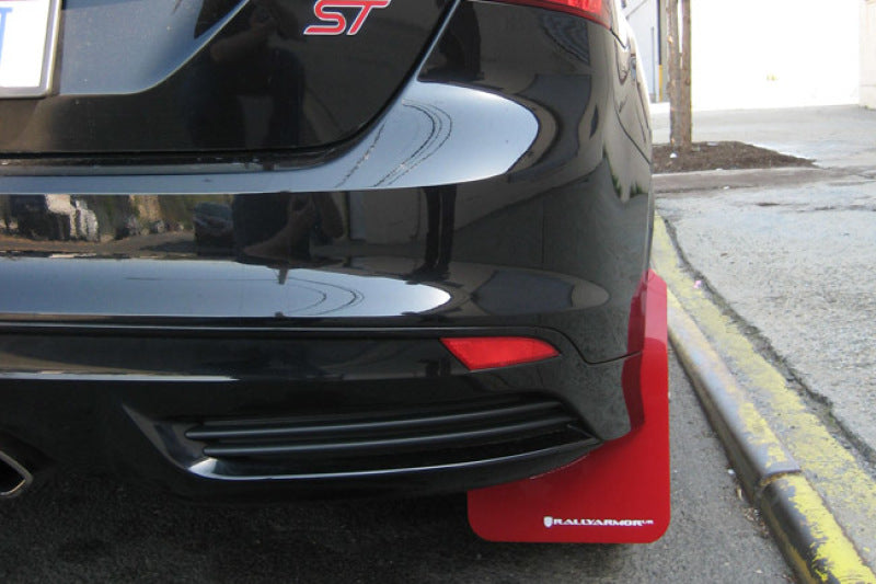 Rally Armor 12-19 Ford Focus ST / 16-19 RS Red Mud Flap w/ White Logo-thumbmail-3