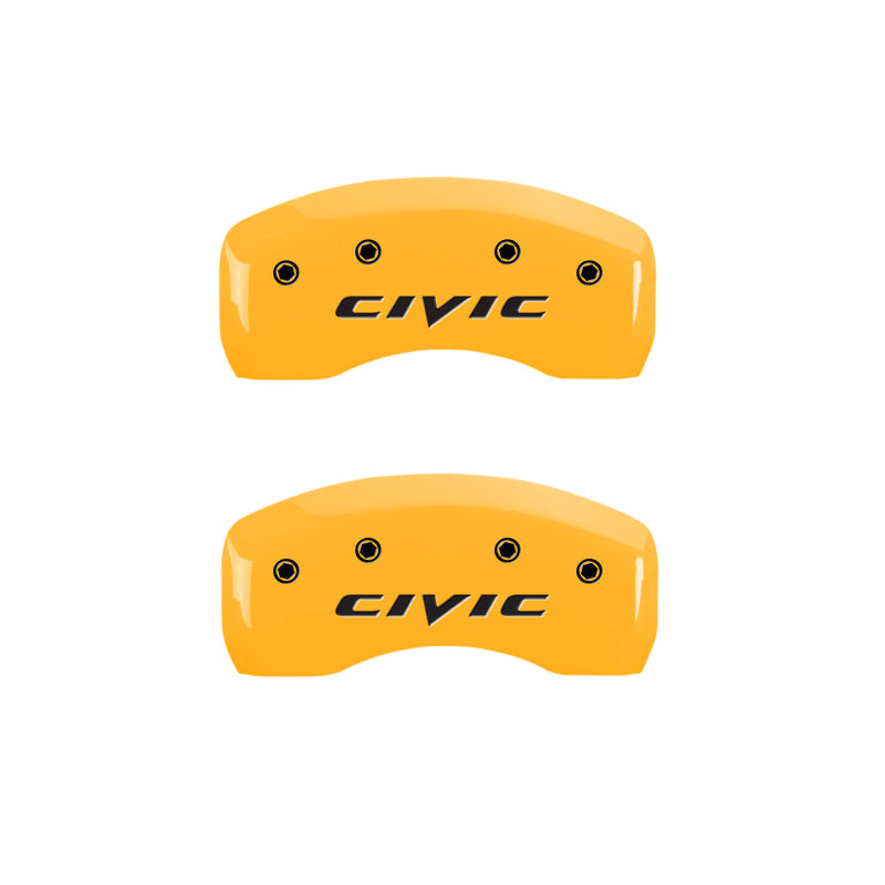 MGP 4 Caliper Covers Engraved Front & Rear Mgp Yellow Finish Black Char 2017 Honda Civic-thumbmail-4