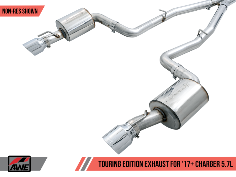 AWE Tuning 2017+ Dodge Charger 5.7L Touring Edition Exhaust - Non-Resonated - Diamond Black Tips-thumbmail-7