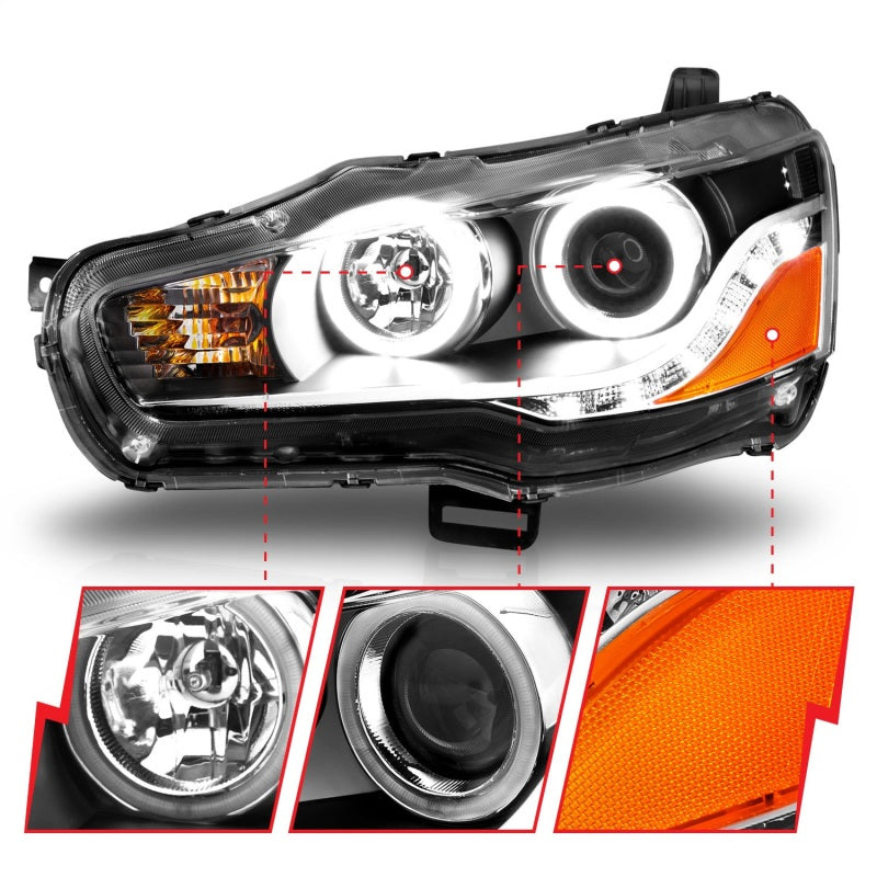 ANZO 2008-2015 Mitsubishi Lancer Projector Headlights w/ Halo Black (CCFL)-thumbmail-12