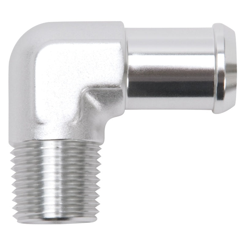 Edelbrock Hose End 90-Deg 1/2In NPT to 3/4In Barb Clear Anodize-thumbmail-2