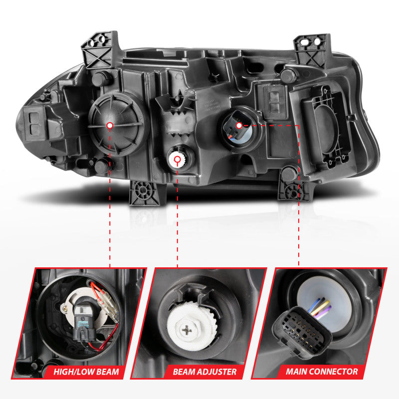 ANZO 2015-2018 Dodge Charger Projector Headlights Plank Style Black-thumbmail-6