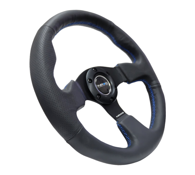 NRG Reinforced Steering Wheel (320mm) Black Leather w/Blue Stitching-thumbmail-2