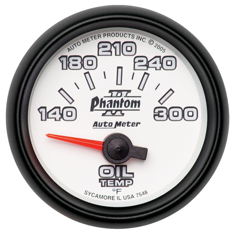 Autometer Phantom II 52mm Short Sweep Electronic 140-300 Deg F Oil Temperature Gauge-thumbmail-1