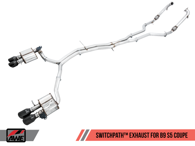 AWE Tuning Audi B9 S5 Coupe SwitchPath Exhaust w/ Black Diamond Tips (102mm)-thumbmail-1