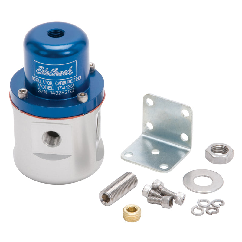Edelbrock Fuel Pressure Regulator Carbureted 160 GPH 5-10 PSI 3/8In In/Out 3/8In Return Blue/Clear-thumbmail-3