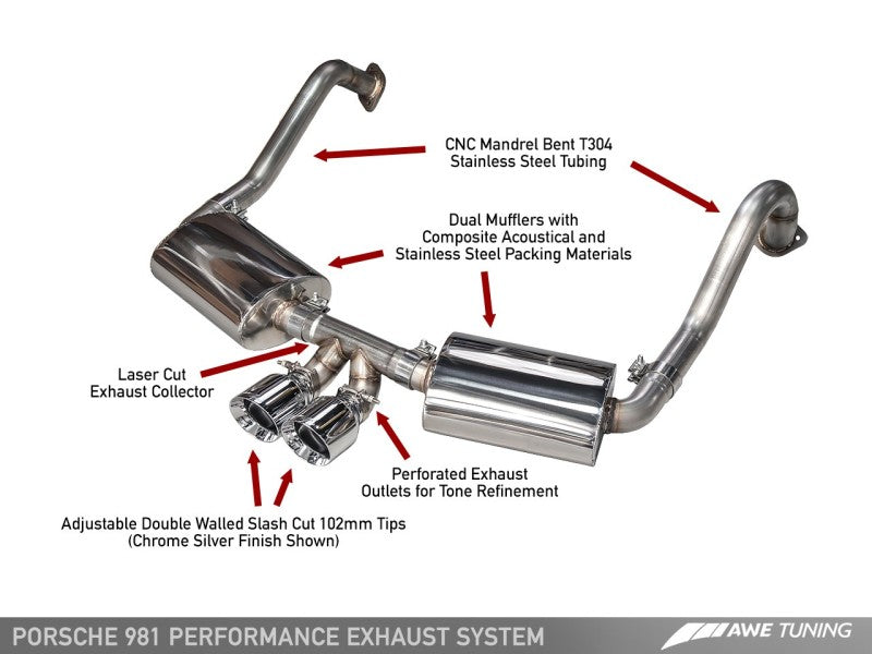AWE Tuning Porsche 981 Performance Exhaust System - w/Diamond Black Tips-thumbmail-5