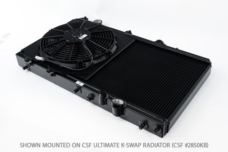 CSF 92-00 Honda Civic All-Aluminum Fan Shroud w/12in SPAL Fan - Black Finish-thumbmail-2