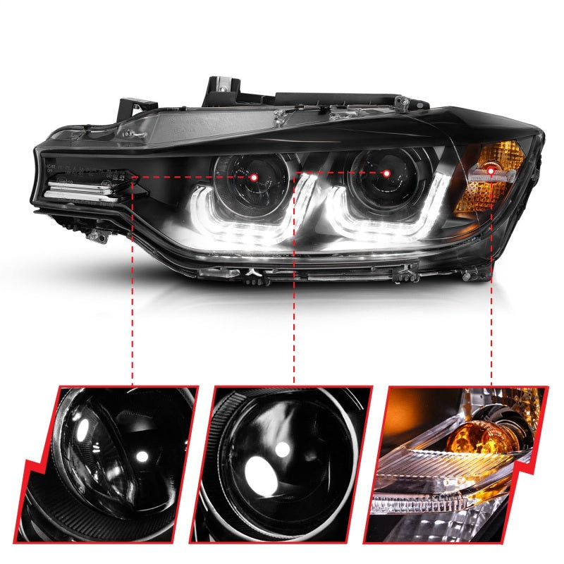 ANZO 2012-2015 BMW 3 Series Projector Headlights w/ U-Bar Black-thumbmail-17