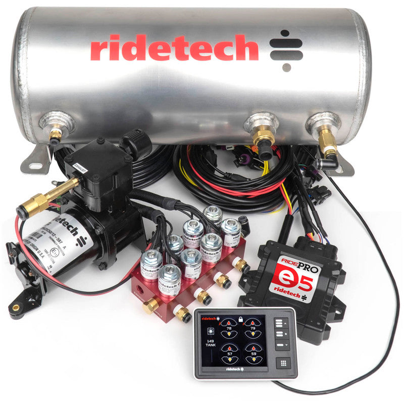 Ridetech RidePro E5 Air Ride Suspension Control System 3 Gallon Single Compressor 1/4in Valves-thumbmail-1