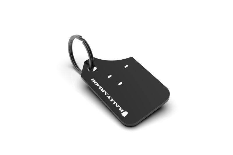 Rally Armor Mini UR Mud Flap Keychain - Black w/ White Logo-thumbmail-1