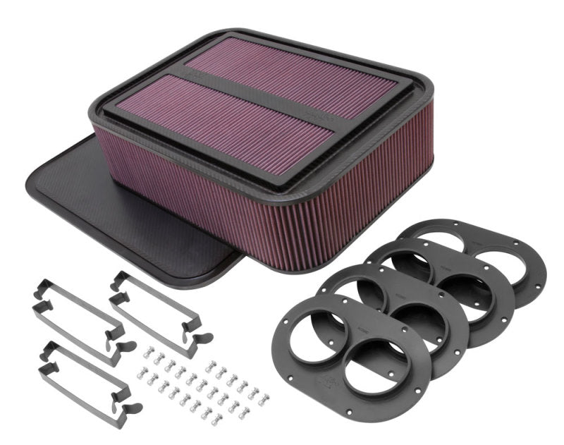 K&N Custom Racing Air Filter - Rectangular Carbon Fiber 4in Air Box w/ 2.75in Air Horn-thumbmail-1