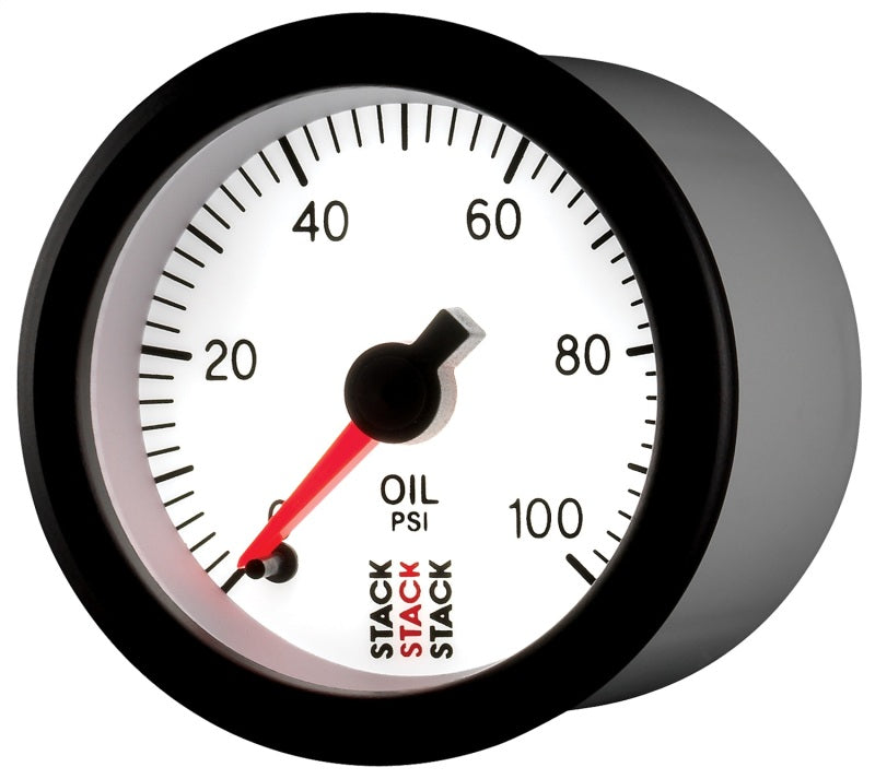 Autometer Stack 52mm 0-100 PSI 1/8in NPTF Male Pro Stepper Motor Oil Pressure Gauge - White-thumbmail-3