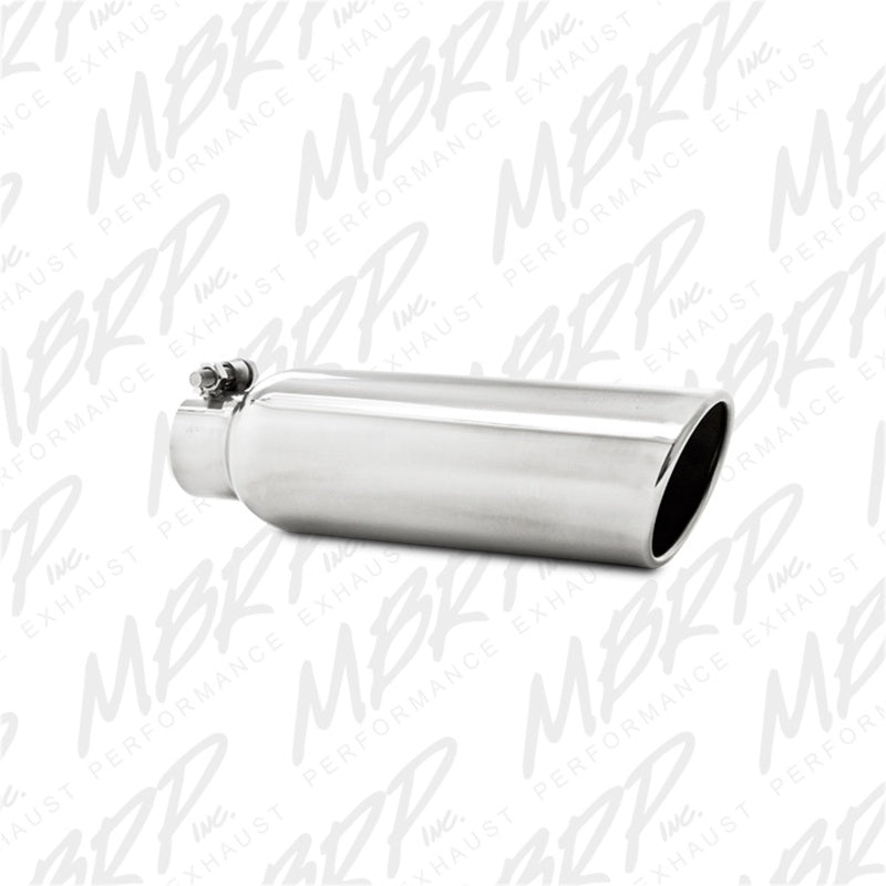 MBRP Universal Tip 3.5in OD 2.25in Inlet 12in L Angled Cut Rolled End Clampless No-Weld T304-thumbmail-2