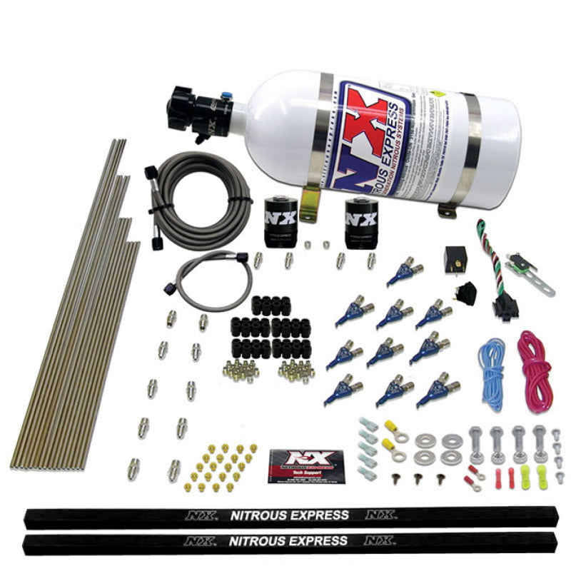 Nitrous Express 10 Cyl Piranha Nozzle Direct Port Nitrous Kit (250-500HP) w/10lb Bottle-thumbmail-1