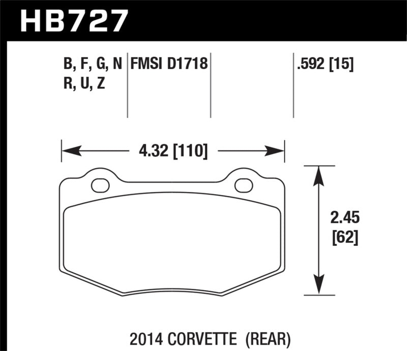 Hawk 2014 Chevrolet Corvette HPS 5.0 Rear Brake Pads-thumbmail-5