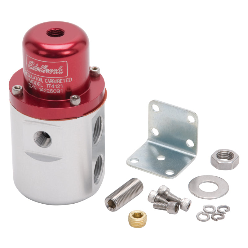 Edelbrock Fuel Pressure Regulator Carbureted 160 GPH 5-10 PSI 3/8In In/Out Retunless Red/Clear-thumbmail-4