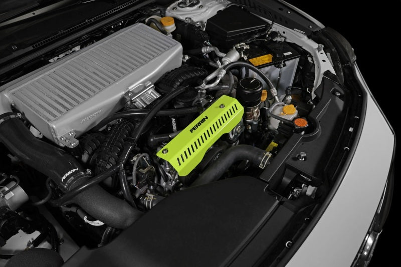 Perrin 22-23 Subaru WRX Pulley Cover (Short Version - Works w/AOS System) - Neon Yellow-thumbmail-3