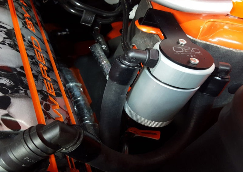 J&L 2011-2017 Ford Mustang GT Driver Side Oil Separator 3.0 - Clear Anodized-thumbmail-2
