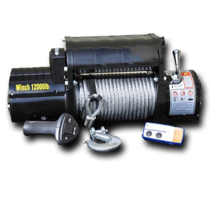 DV8 Offroad 12000 LB Winch w/ Steel Cable & Wireless Remote - Black-thumbmail-2