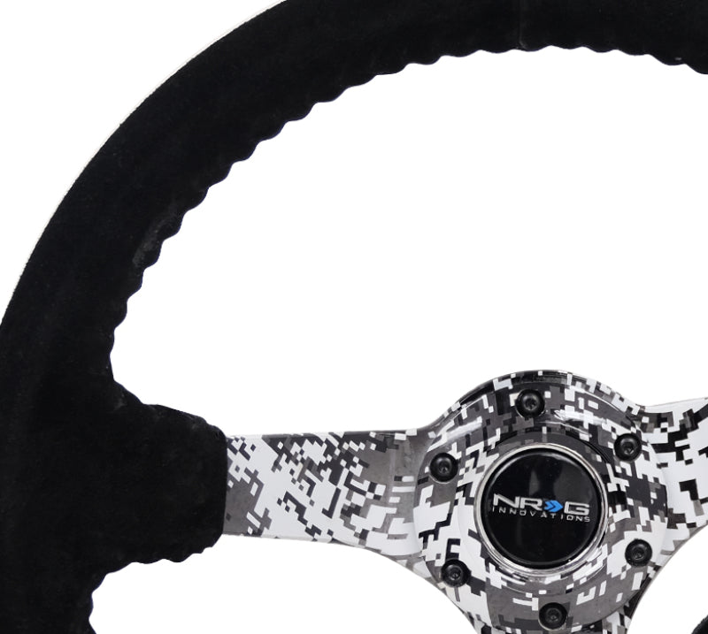 NRG Reinforced Steering Wheel (350mm / 3in. Deep) Blk Suede w/Hydrodipped Digi-Camo Spokes-thumbmail-5