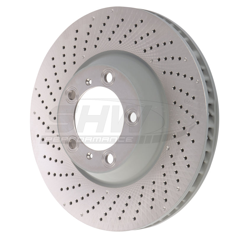 SHW 09-13 Porsche 911 Turbo w/Cntr Lock/Spyder Wheel w/o Ceramic Brake Left Frt Drill-Dimp MB Rotor-thumbmail-1