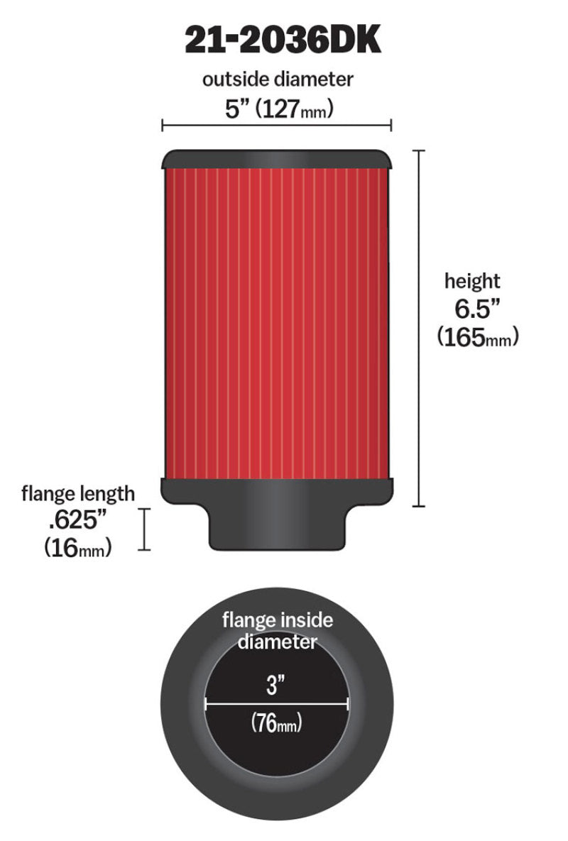 AEM Aif Filter, 3inFLG/ 5inOD/ 6-1/2inH Dry Flow-thumbmail-11