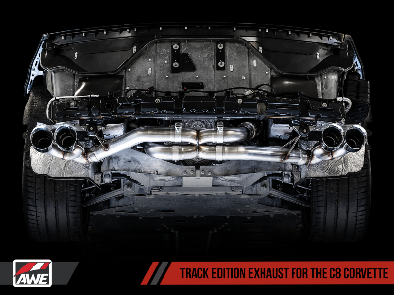 AWE Tuning 2020 Chevrolet Corvette (C8) Track Edition Exhaust - Quad Diamond Black Tips-thumbmail-11