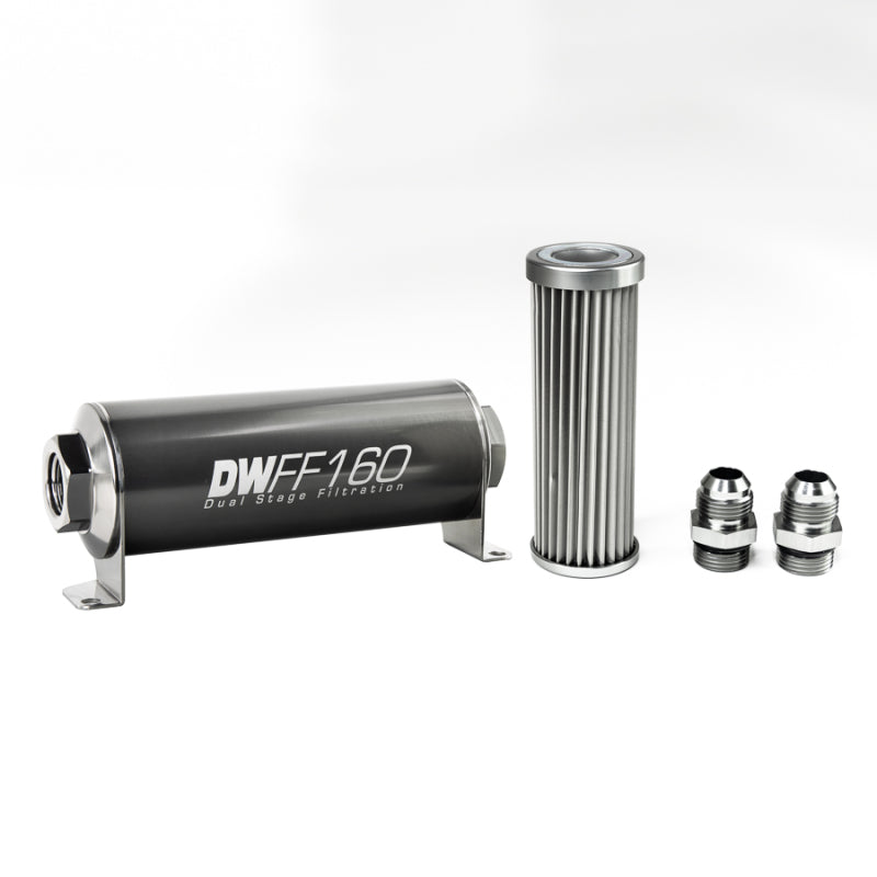 DeatschWerks Stainless Steel 10AN 5 Micron Universal Inline Fuel Filter Housing Kit (160mm)-thumbmail-1