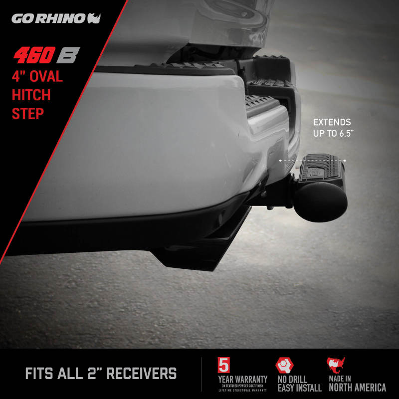 Go Rhino 4in Oval Hitch Step - Black-thumbmail-7
