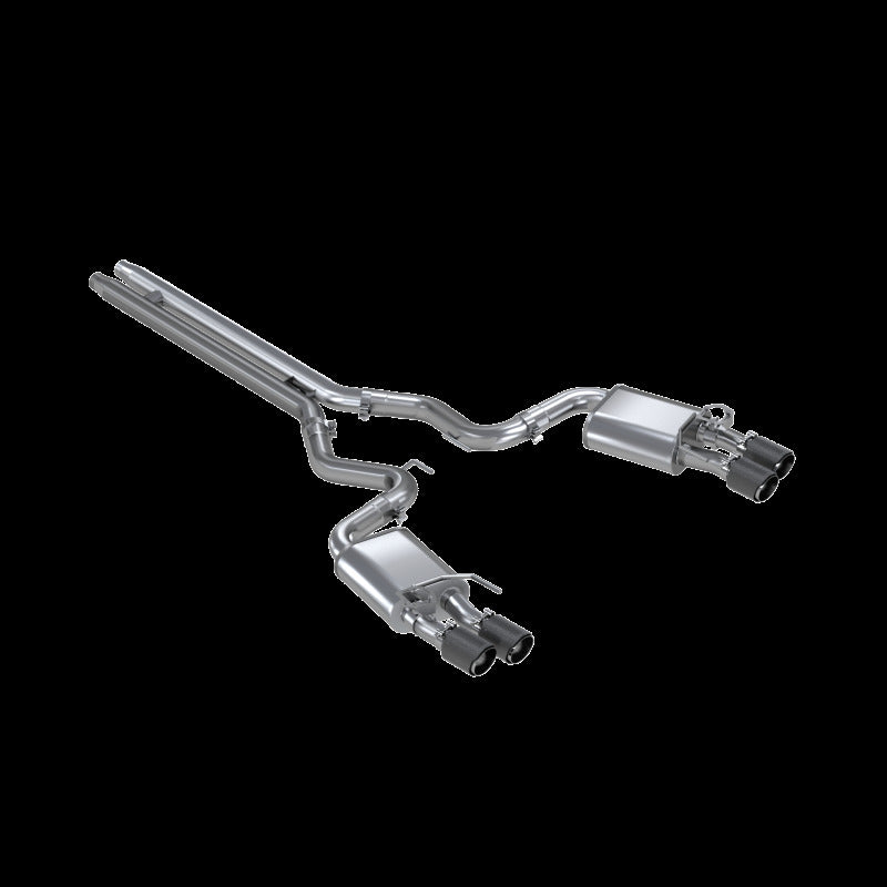 MBRP 18-20 Ford Mustang GT 5.0 w/ Quad Tip Active Exhaust Cat Back Split Rear T304 w/ Carb Fib Tips-thumbmail-4