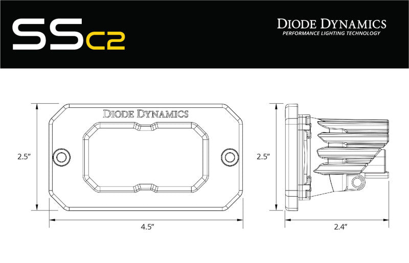 Diode Dynamics Stage Series 2 In LED Pod Pro - Yellow Fog Flush ABL (Pair)-thumbmail-7