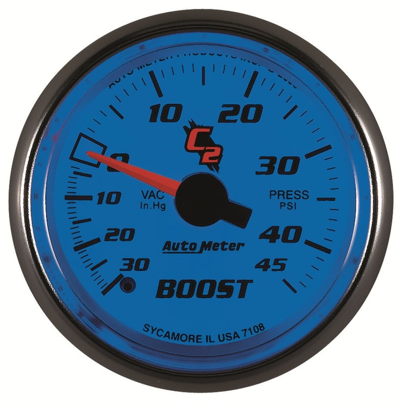 Autometer C2 52mm 30 In Hg-Vac/45 PSI Mechanical Vacuum/Boost Gauge-thumbmail-3