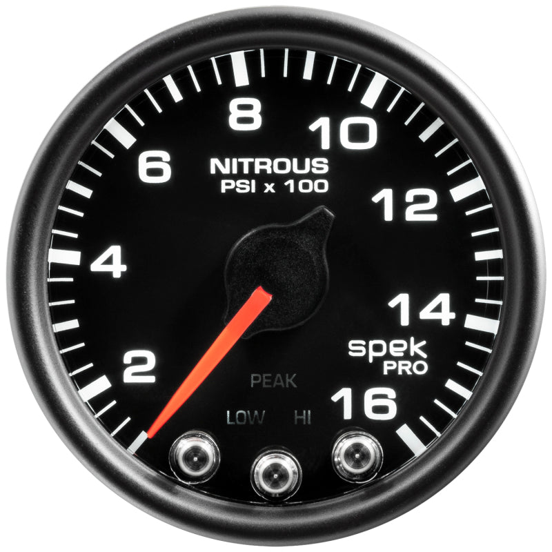 Autometer Spek-Pro Gauge Nitrous Press 2 1/16in 1600psi Stepper Motor W/Peak & Warn Blk/Blk-thumbmail-2
