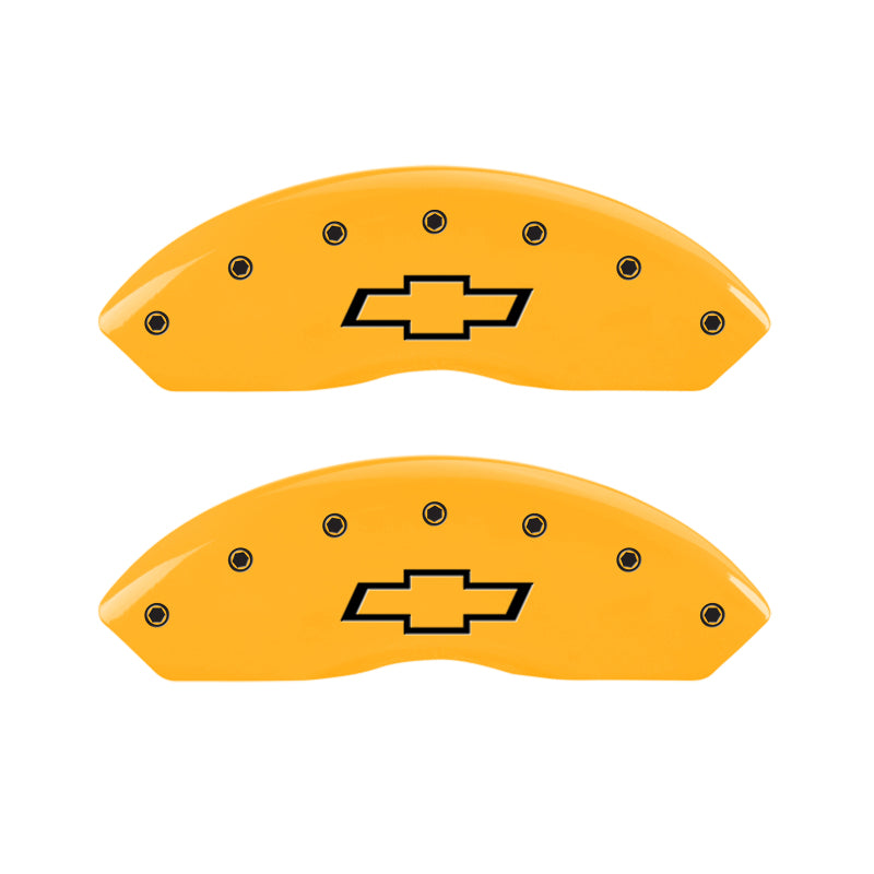 MGP 4 Caliper Covers Engraved Front & Rear Bowtie Yellow finish black ch-thumbmail-2