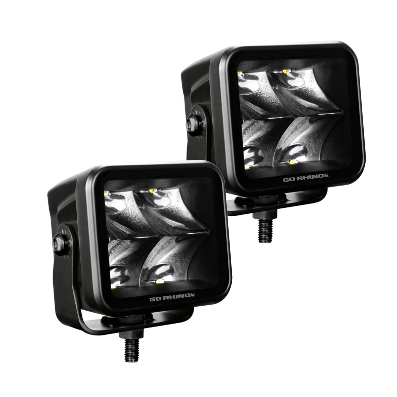 Go Rhino Xplor Blackout Series Cube LED Spot Light Kit (Surface/Threaded Stud Mnt) 2x2 - Blk (Pair)-thumbmail-7