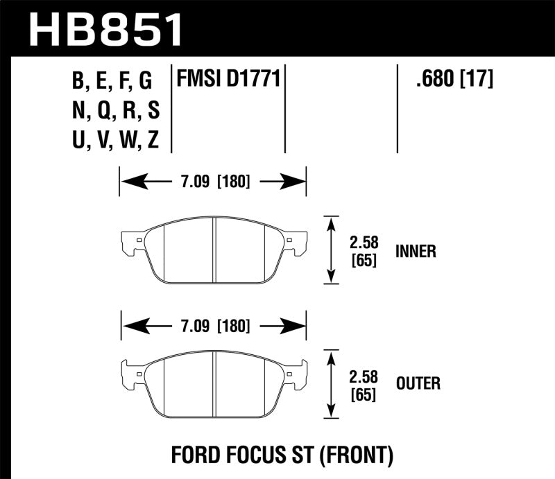 Hawk 15-16 Ford Focus ST HPS Street Front Brake Pads-thumbmail-4