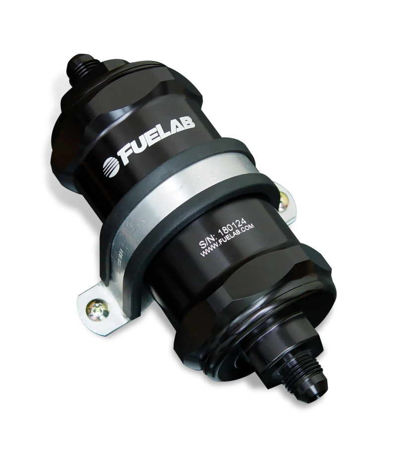 Fuelab 818 In-Line Fuel Filter Standard -10AN In/Out 100 Micron Stainless - Black-thumbmail-1