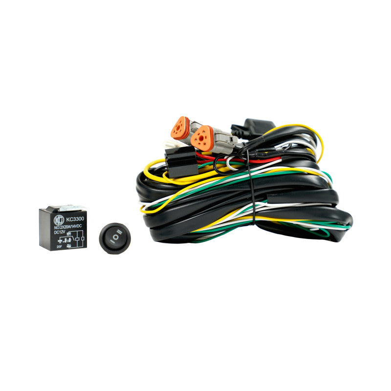 KC HiLiTES Wiring Harness FLEX ERA w/40 AMP Relay & 3 Position LED Rocker Switch (3-Pin Deutsch Con)-thumbmail-1