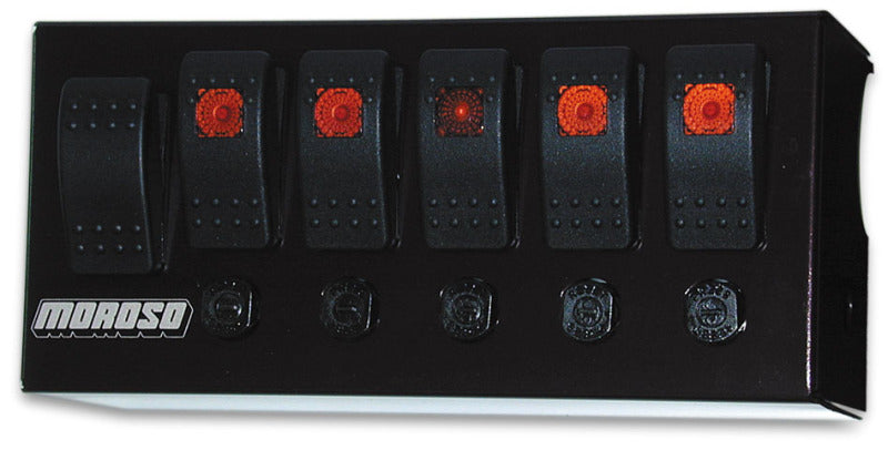 Moroso Rocker Switch Panel - Cage Mount - LED - 3.75in x 8in - Five On/Off Switches-thumbmail-1