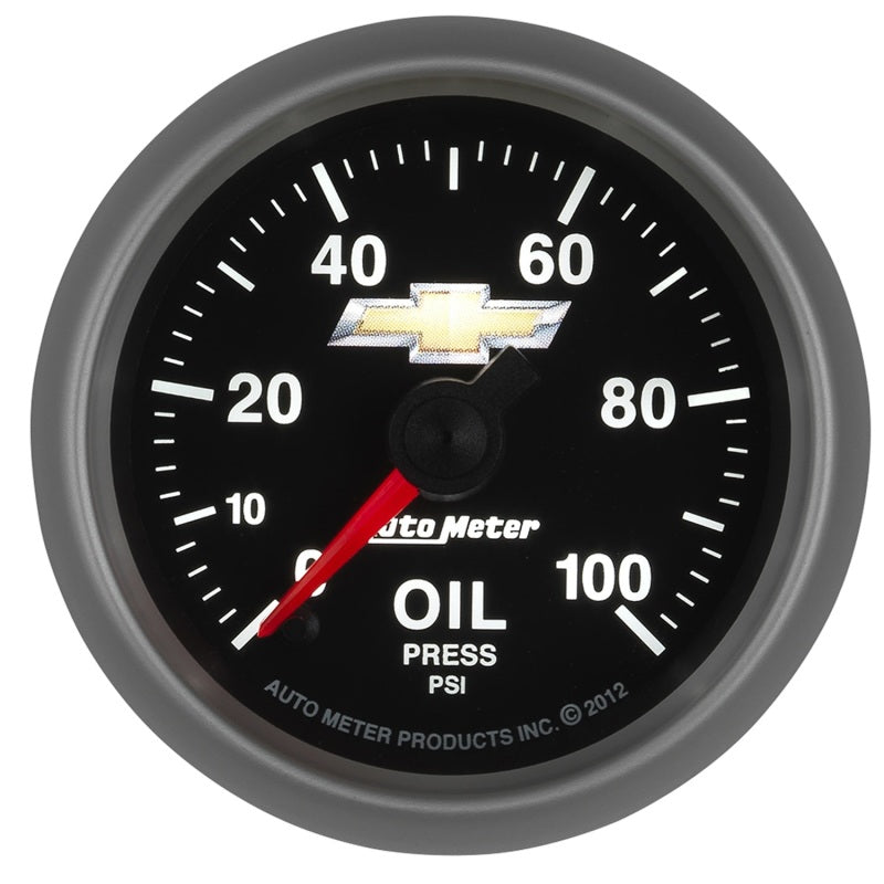 AutoMeter Gauge Oil Press 2-1/16in. 100PSI Digital Stepper Motor Chevy Gold Bowtie-thumbmail-4