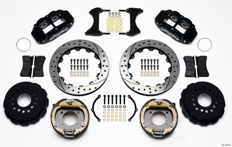 Wilwood Narrow Superlite 4R Rear P-Brk Kit 12.88in Drilled Chevy 12 Bolt w/ C-Clips-thumbmail-1