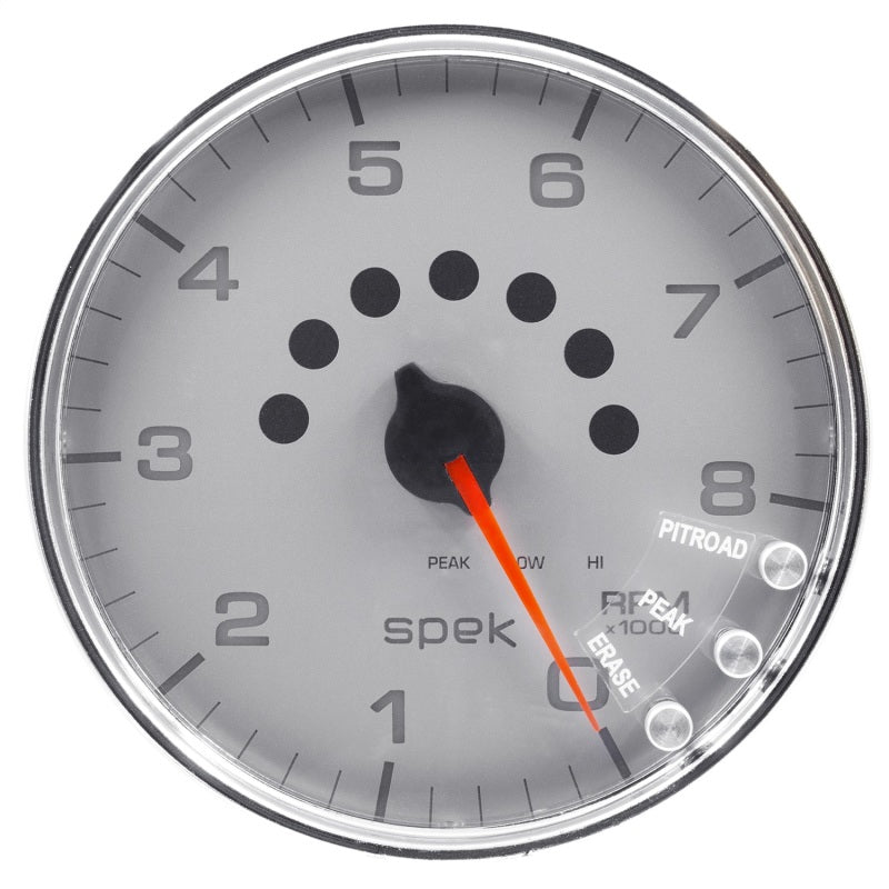 Autometer Spek-Pro Gauge Tachometer 5in 8K Rpm W/Shift Light & Peak Mem Silver/Chrome-thumbmail-2
