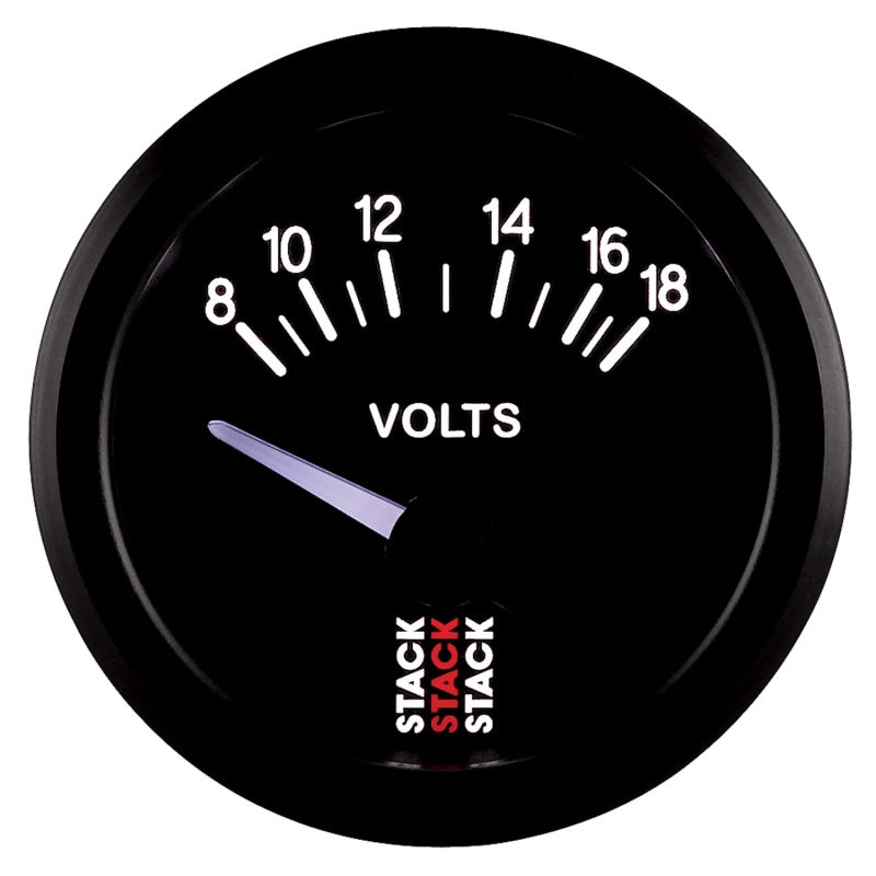 Autometer Stack Instruments 52mm 8-18V Electric Battery Voltage Gauge - Black-thumbmail-4